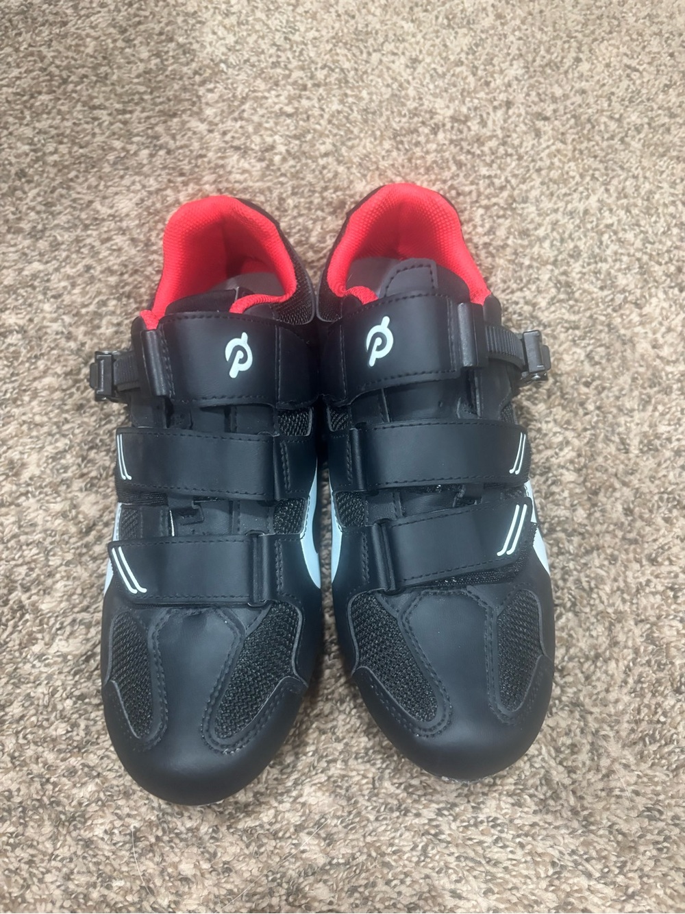 Peloton Black Cycling Shoes with Red Lining